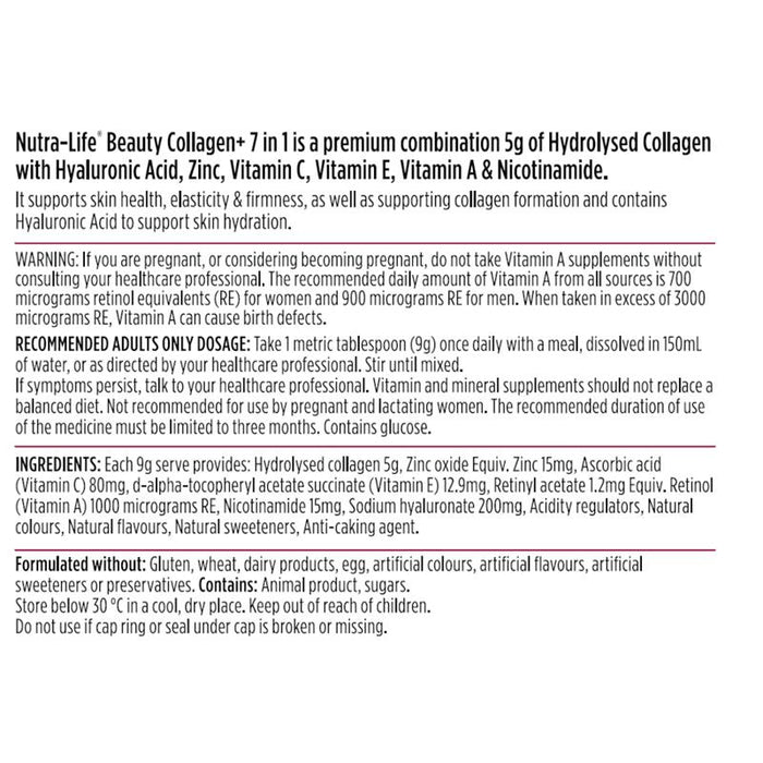 NutraLife Beauty Collagen+ 7 In 1 225g Powder