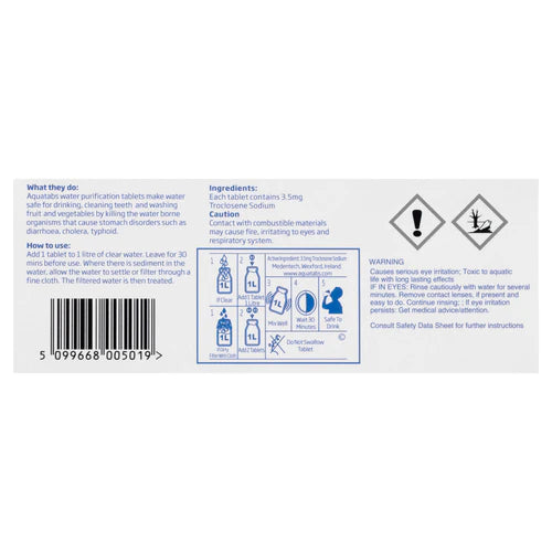 Aquatabs Water Purify tablets 50s