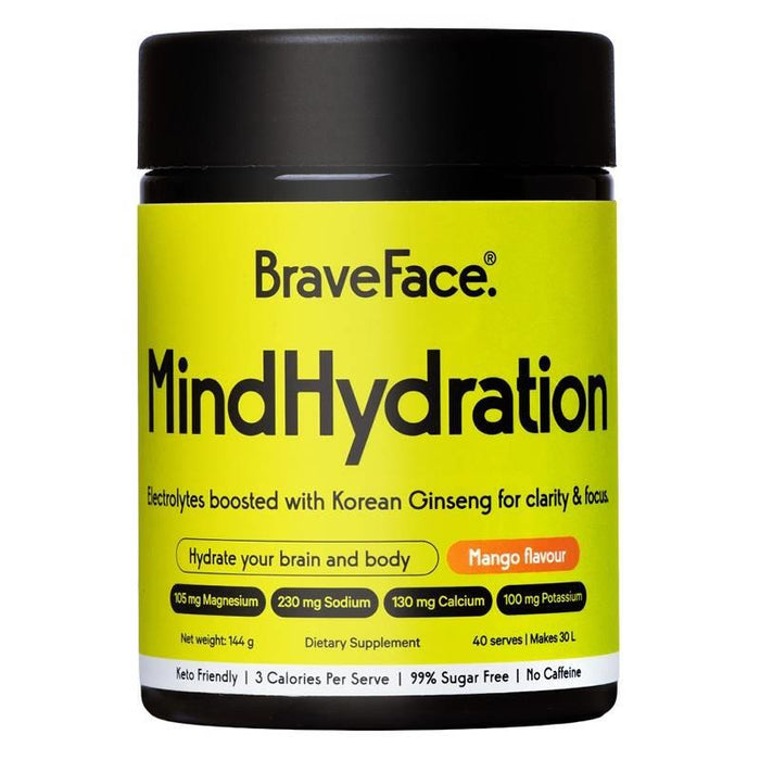 BraveFace Mind Hydration Electrolyte Mango 144g
