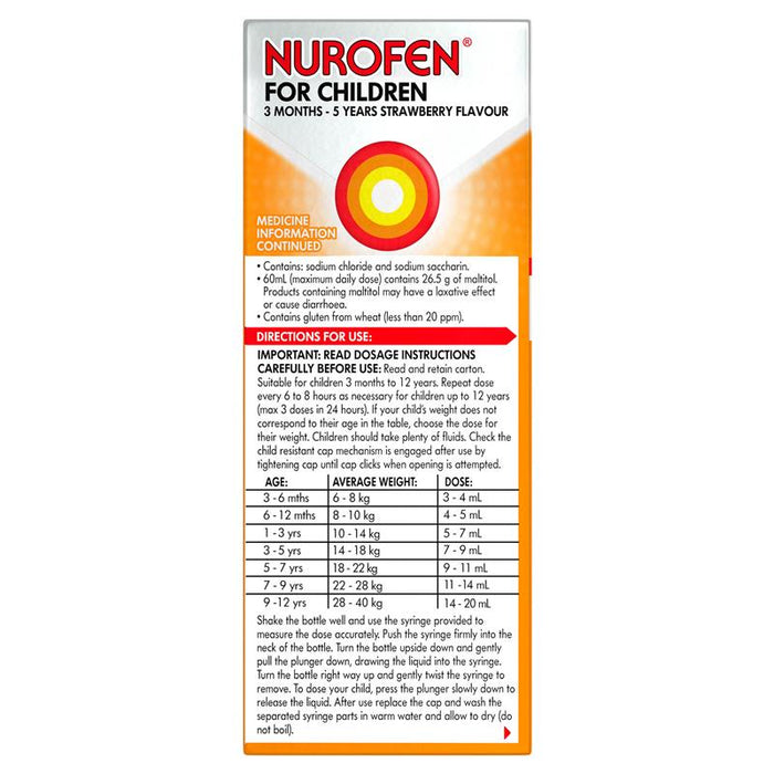 Nurofen for Children 3 Months to 5 years Strwberry 100ml