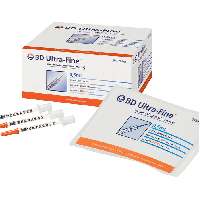 BD Syringe 0.5ml Ultra Fine 29gx12.7mm 100s