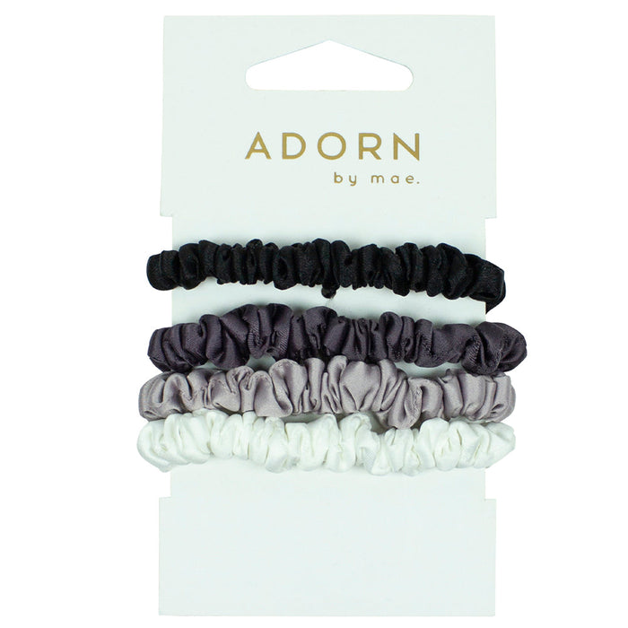 Adorn By Mae Elastics Slim Scrunchies Greys - image 3