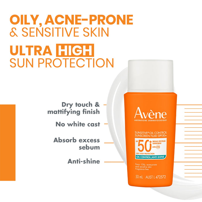 Avene Sunsitive Oil Control Sunscreen Fluid SPF50+ 50ml