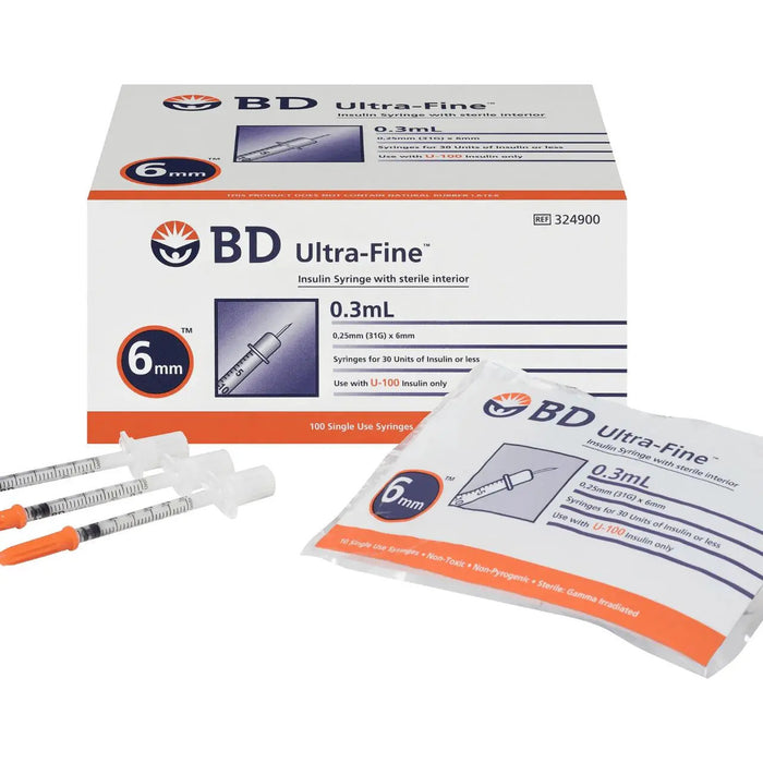 BD Ultra-Fine Insulin Syringes 0.3mL 31G x 6mm 100 Pack