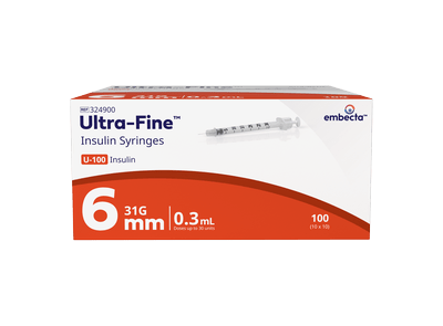 BD Ultra-Fine Insulin Syringes 0.3mL 31G x 6mm 100 Pack