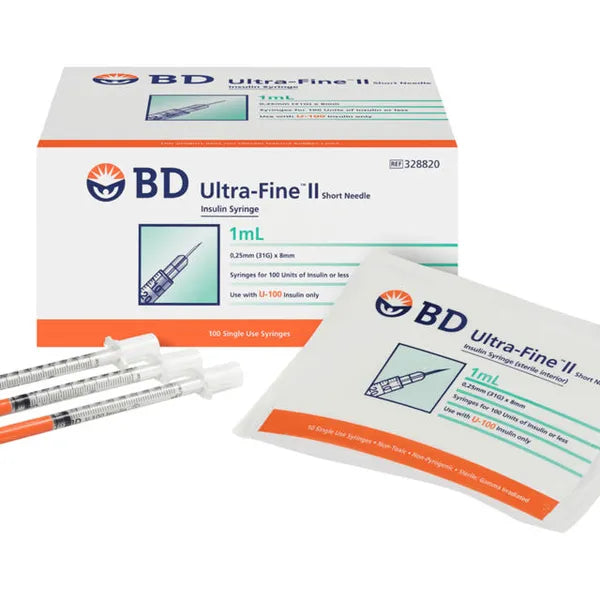 BD Ultra-Fine Insulin Syringes 1mL 31G x 8mm 100 Pack