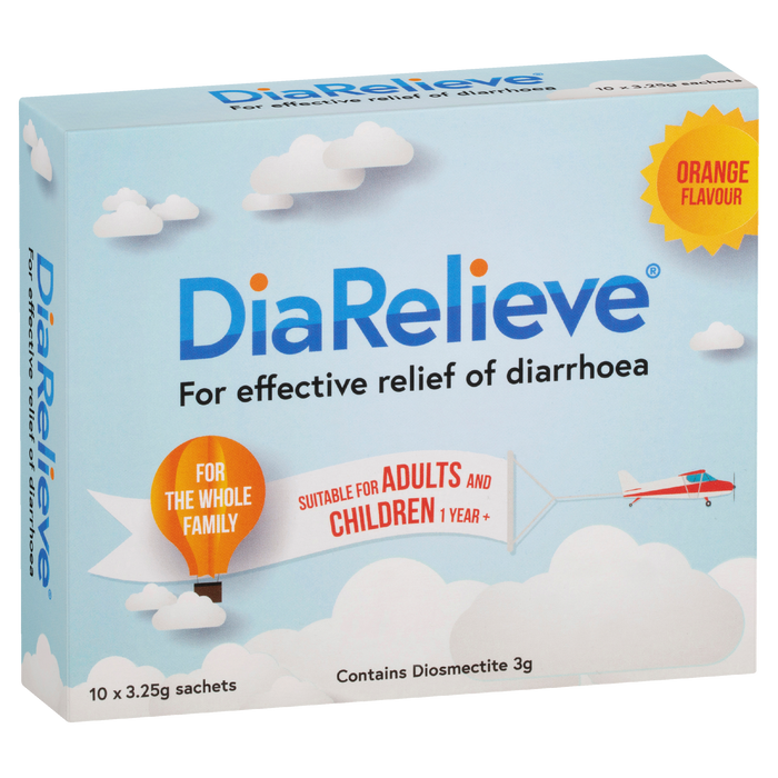 DiaRelieve Diarrhoea Relief Orange Flavour Sachets 3.25g x 10
