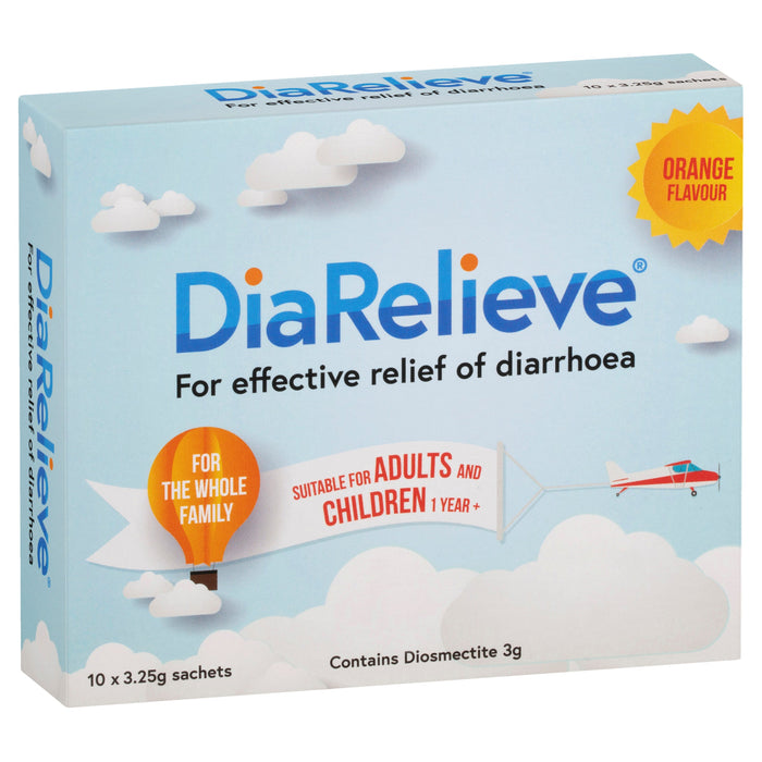 DiaRelieve Diarrhoea Relief Orange Flavour Sachets 3.25g x 10