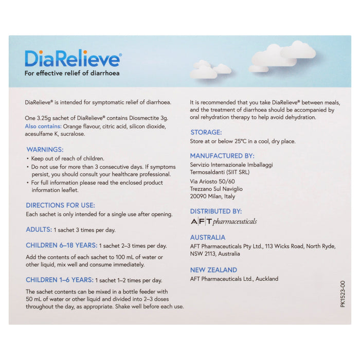 DiaRelieve Diarrhoea Relief Orange Flavour Sachets 3.25g x 10