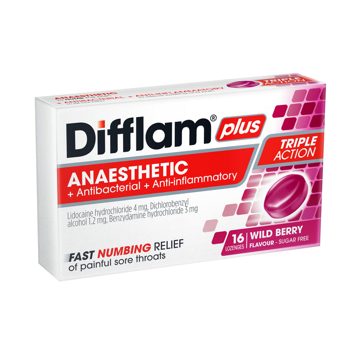 Difflam Plus Anaesthetic Sore Throat Lozenge Berry - image 2