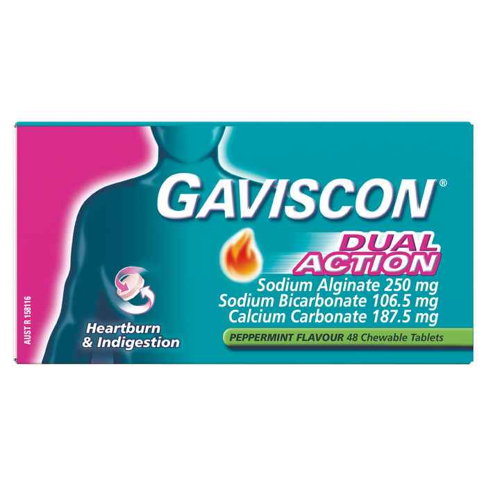 Gaviscon Dual Action Chewable Tablets Peppermint Heartburn & Indigestion Relief 48s - image 3