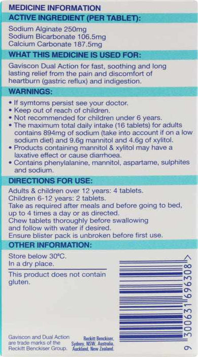 Gaviscon Dual Action Mixed Berry Chewable Tablets 16s