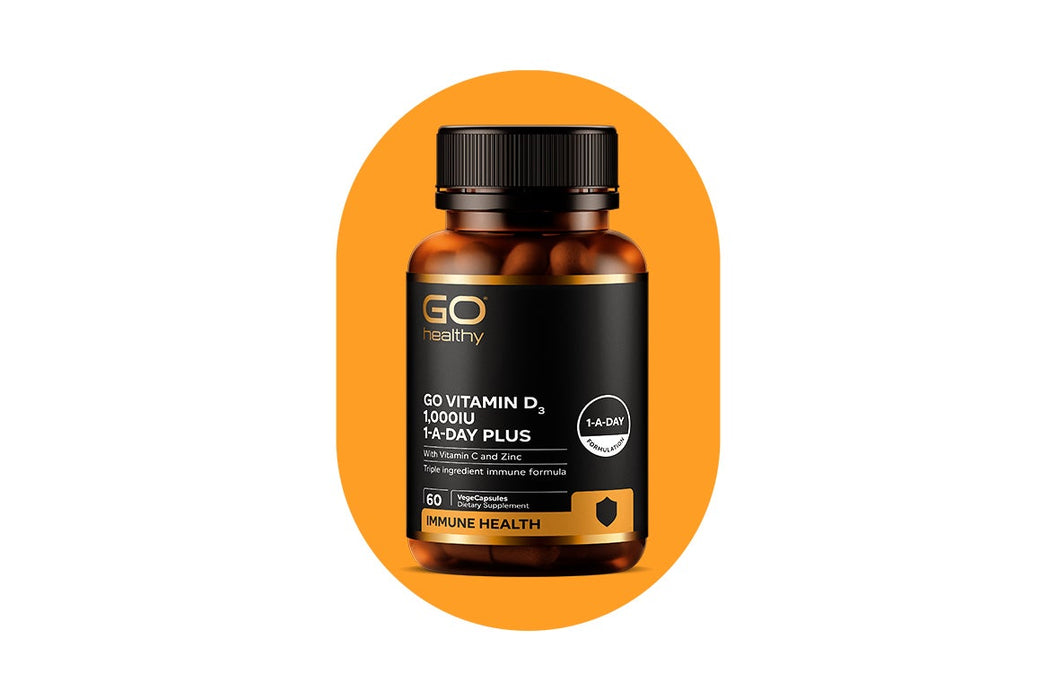GO Healthy GO Vitamin D3 1000IU 1-A-Day Plus Vitamin C & Zinc 60 VegeCapsules