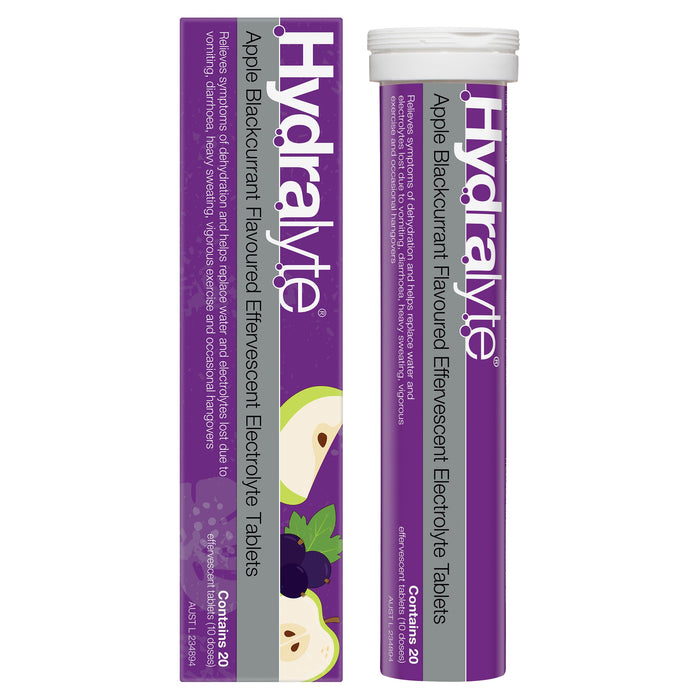 Hydralyte Effervescent Electrolyte Tablets Apple & Blackcurrant 20s