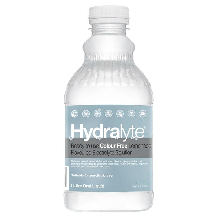 Hydralyte Electrolyte Liquid Colour Free Lemonade 1 Litre - image 1