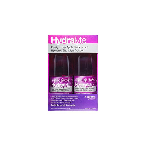 Hydralyte RTU Electrolyte Solution Apple Blackcurrant (4s x 250 mL) - image 2