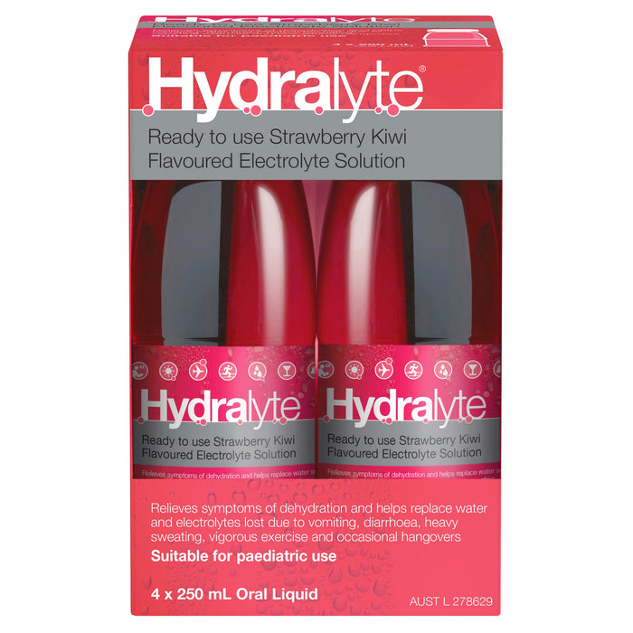 Hydralyte RTU Electrolyte Solution Strawberry Kiwi (4s x 250 mL) - image 2