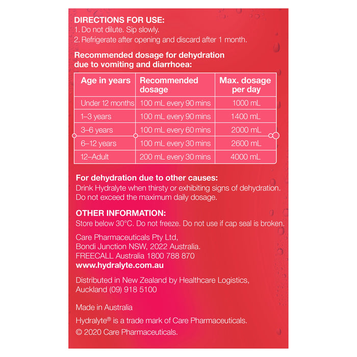 Hydralyte RTU Electrolyte Solution Strawberry Kiwi (4s x 250 mL) - image 5