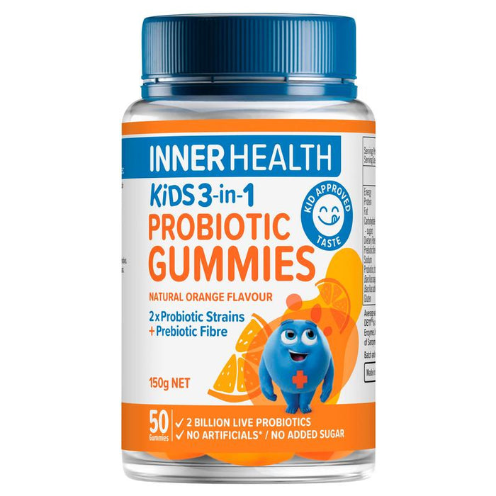 Inner Health Kids 3-in-1 Probiotic Gummies Orange 50 Pack