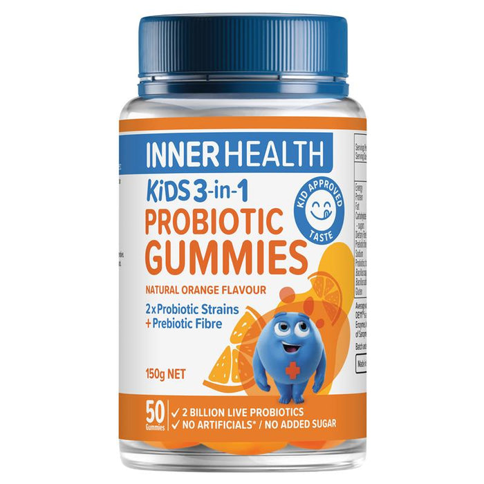 Inner Health Kids 3-in-1 Probiotic Gummies Orange 50 Pack