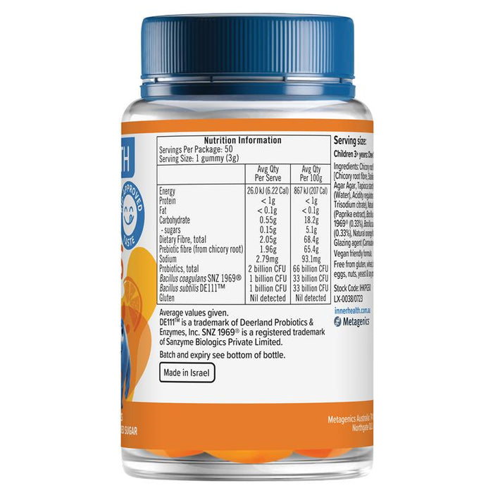 Inner Health Kids 3-in-1 Probiotic Gummies Orange 50 Pack