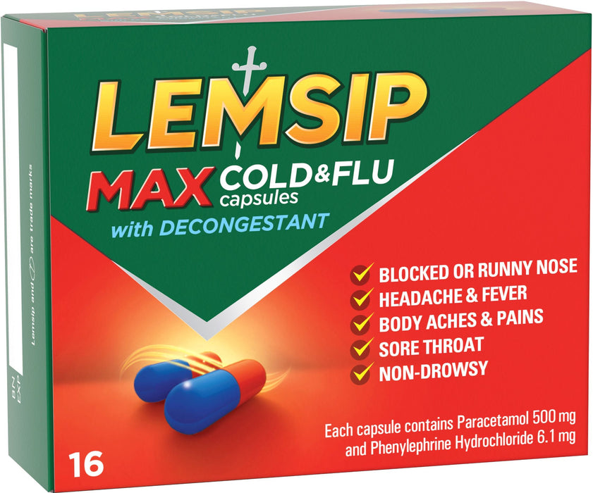 Lemsip Max Cold & Flu with Decongestant 16 Capsules - image 2