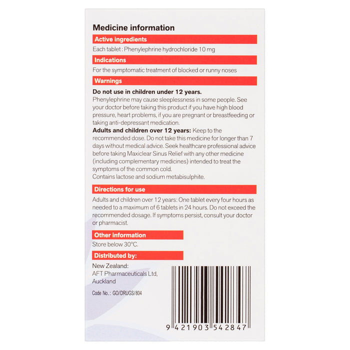 Maxiclear Cold & Nasal Hayfever & Sinus Relief 30 Tablets - image 4