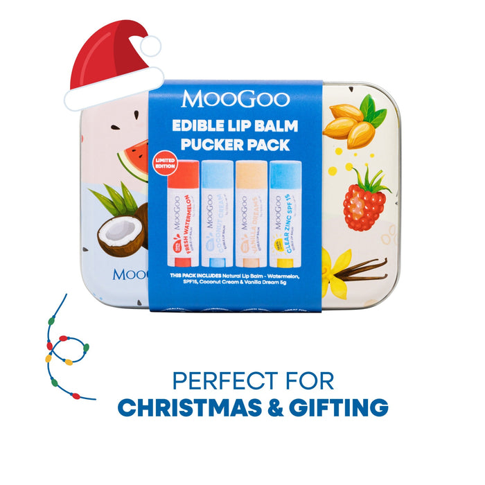 MooGoo Edible Lip Balm Pucker Pack 4 x 5g