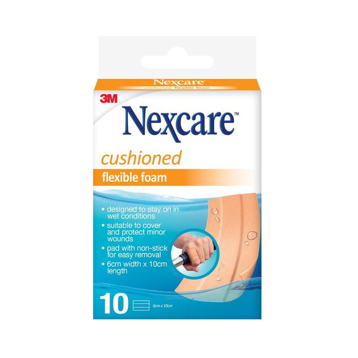 Nexcare Cushioned Flexible Foam Dressing Lengths 6cm x 10cm 10 Pack