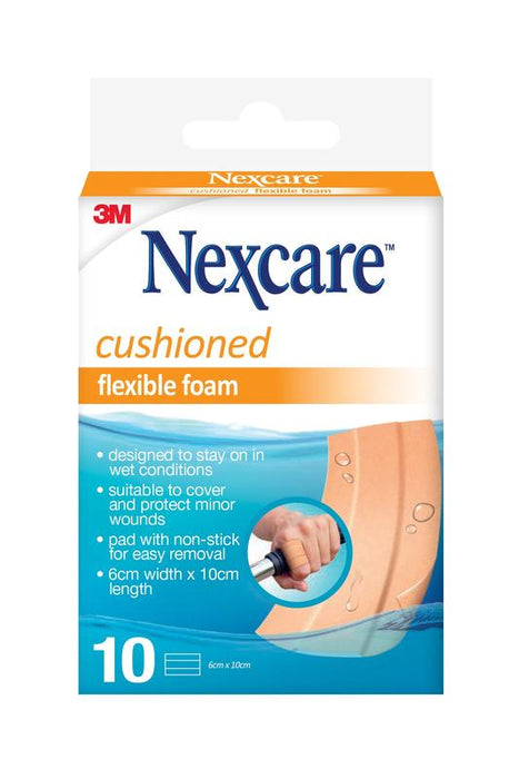 Nexcare Cushioned Flexible Foam Dressing Lengths 6cm x 10cm 10 Pack