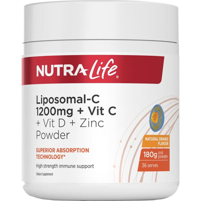 Nutra-Life Liposomal-C 1200mg + Vitamin D + Zinc Powder 180g