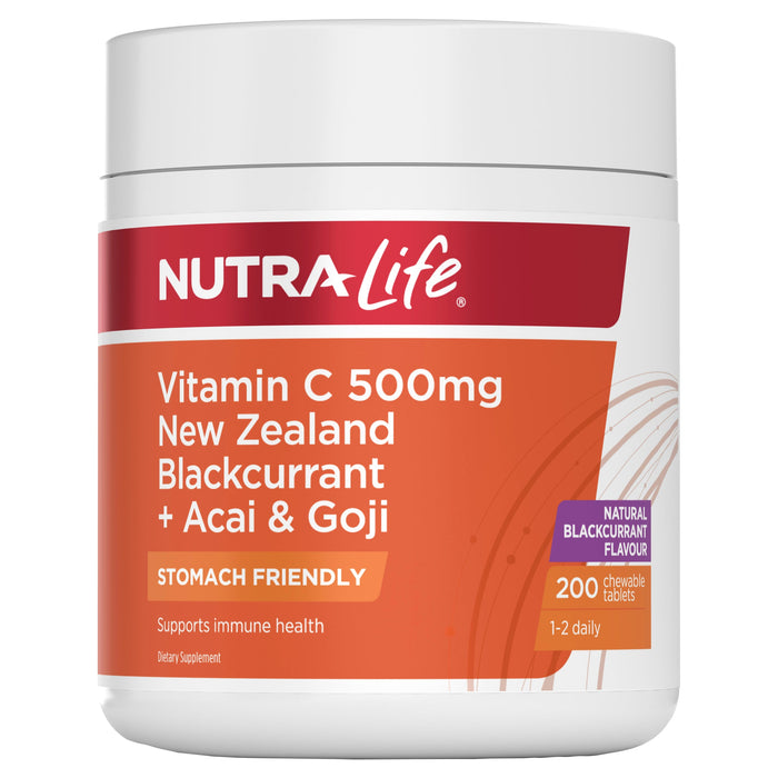 Nutralife Vitamin C 500mg NZ Blackcurrant+Acai & Goji Chewable Tablets - image 2