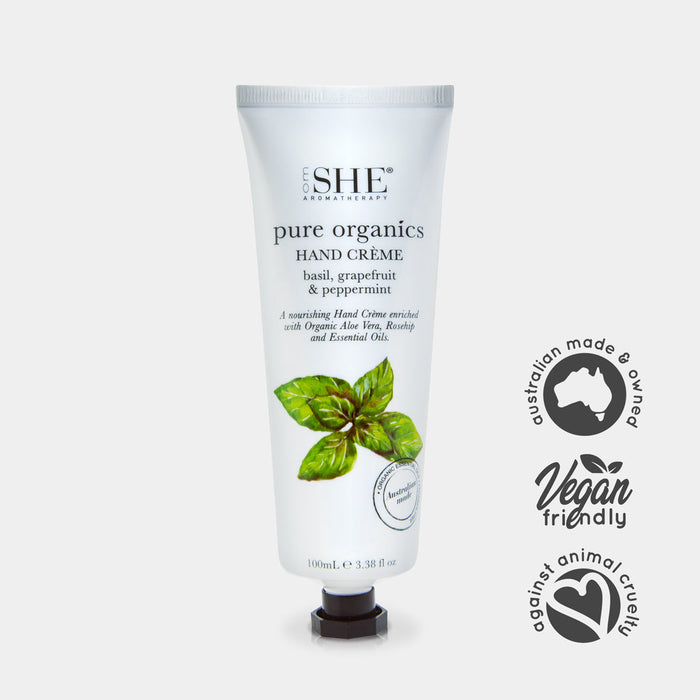 SHE Aromatherapy Pure Organics Hand Creme Basil, Grapefruit & Peppermint 120ml