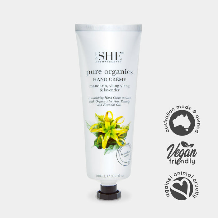 SHE Aromatherapy Pure Organics Hand Creme Mandarin, Ylang Ylang & Lavender 120ml