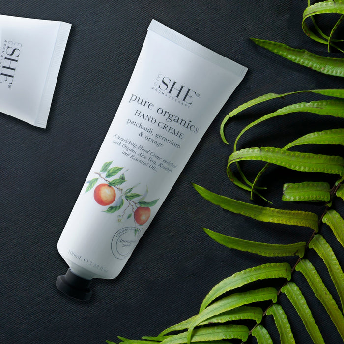 SHE Aromatherapy Pure Organics Hand Creme Patchouli, Geranium & Orange 120ml