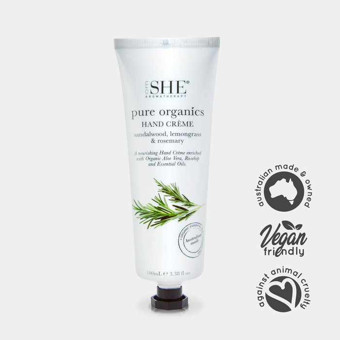SHE Aromatherapy Pure Organics Hand Creme Sandalwood, Lemongrass & Rosemary 120ml