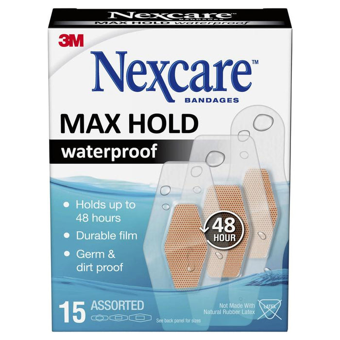 Nexcare Max Hold Waterproof Assorted 15s