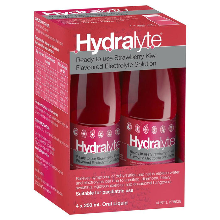Hydralyte RTU Electrolyte Solution Strawberry Kiwi (4s x 250 mL)
