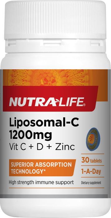 Nutralife Liposomal-C 1200mg Vit C + D + Zinc