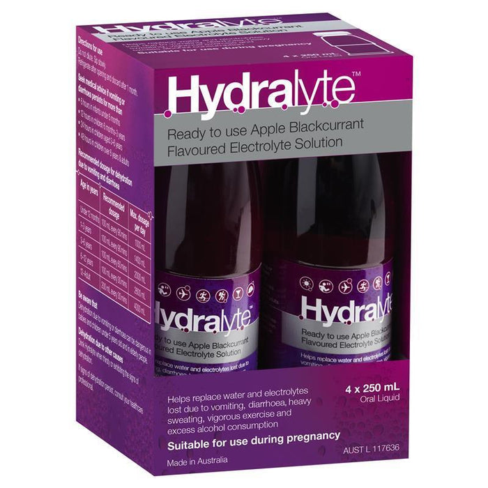 Hydralyte RTU Electrolyte Solution Apple Blackcurrant (4s x 250 mL)