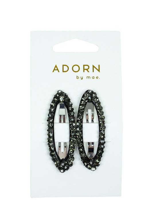 Adorn By Mae Rhinestone Smoke One Touch Clips Oval 2s