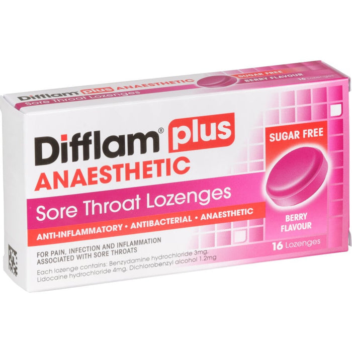 Difflam Plus Anaesthetic Sore Throat Lozenge Berry