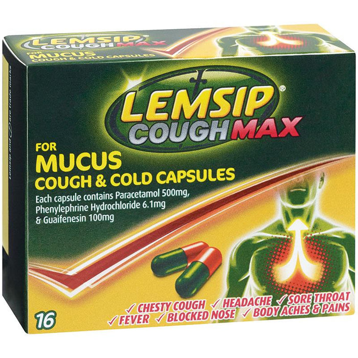 Lemsip Cough Max for Mucus Cough & Cold Capsules 16 Pack