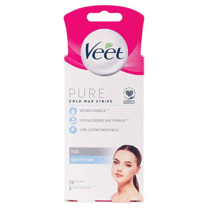 Veet Pure Cold Wax Strips Face 20 Pack [Exp: 04/24]