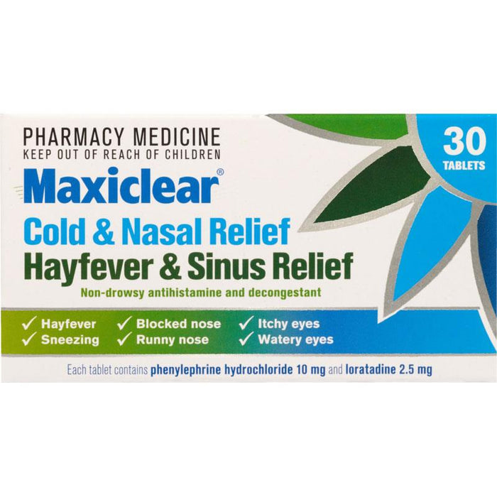 Maxiclear Cold & Nasal Hayfever & Sinus Relief 30 Tablets