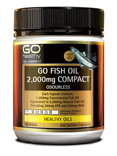 Go Healthy Fish Oil 2000mg Compact Odourless (230 SoftGel Caps)