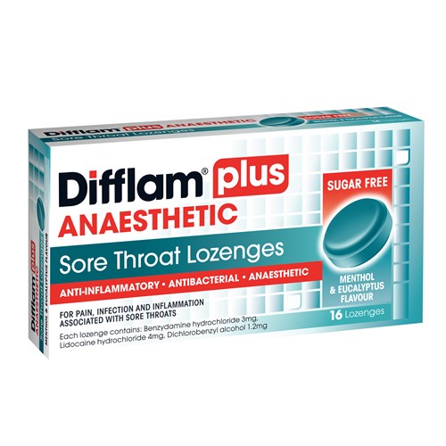 Difflam Plus Anaesthetic Sore Throat Lozenge Menthol & Eucalypus
