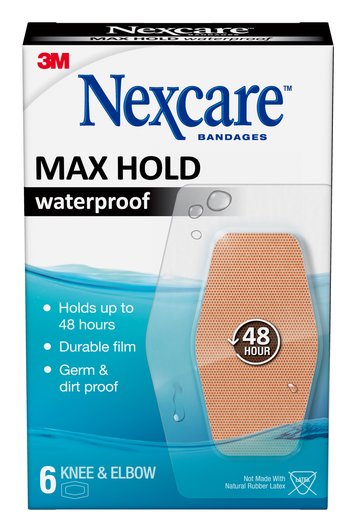 Nexcare Max Hold Waterproof Knee & Elbow 6s